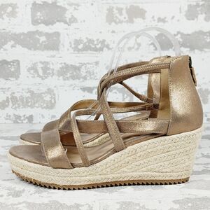 Eileen Fisher Metallic Bronze Wedge Sandals